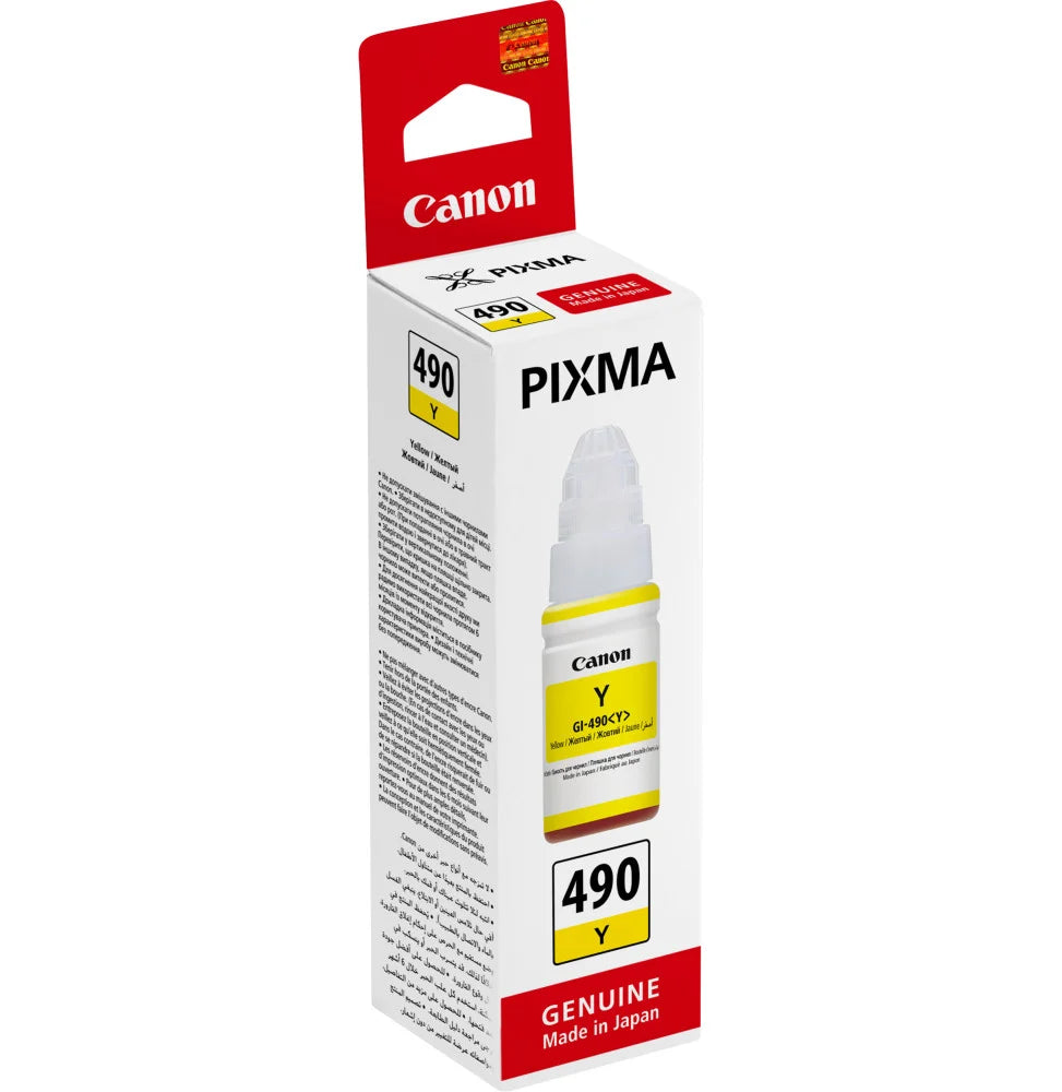 Canon GI-490 Y Jaune – Bouteille d’encre jaune Canon d’origine (0666C001AC)
