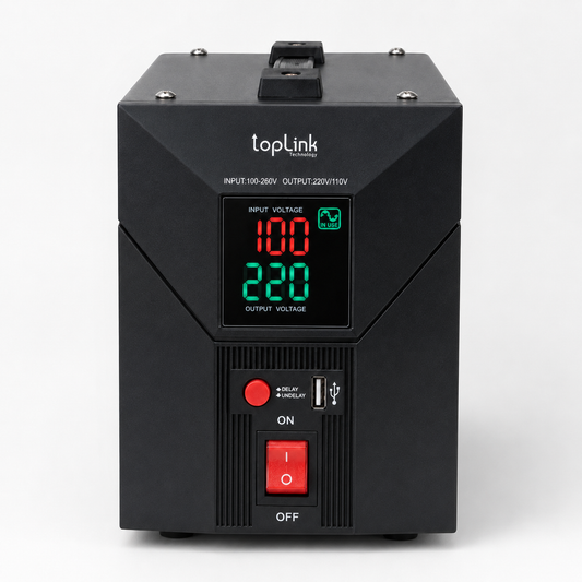 Régulateur de tension TopLink TL-AVR2000VA – Affichage digital – Sortie 110V