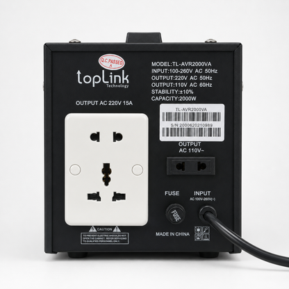 Régulateur de tension TopLink TL-AVR2000VA – Affichage digital – Sortie 110V