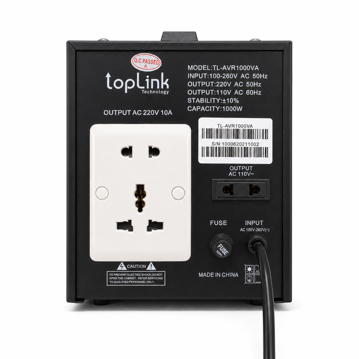 Régulateur de tension TopLink TL-AVR1000VA – Affichage digital – Sortie 110V
