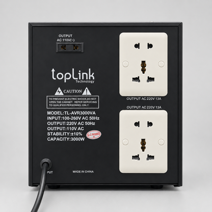 Régulateur de tension TopLink TL-AVR3000VA – Affichage digital – 2 sorties 220V