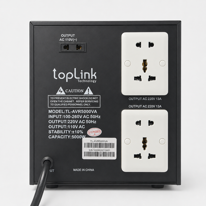 Régulateur de tension TopLink TL-AVR5000VA – Affichage digital – 2 sorties 220V