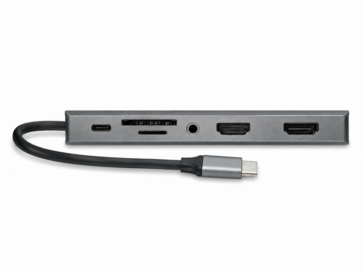 Hub USB-C 14-en-1 – Double HDMI 4K, VGA, Gigabit, SD/TF, recharge sans fil 15 W