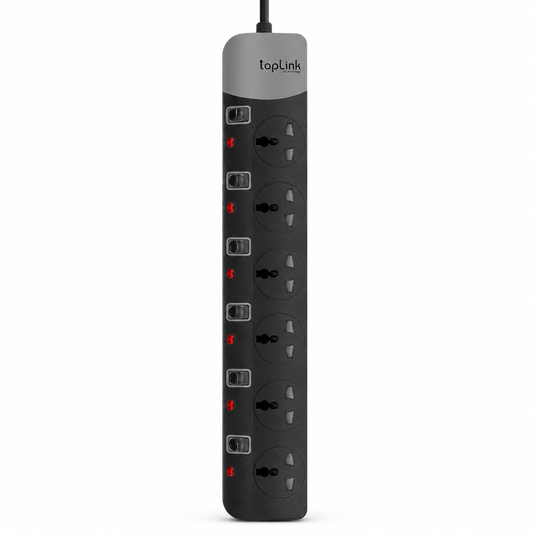 TOPLINK TL-P6250B – Multiprise universelle 6 voies – 2500W – Câble 3 m