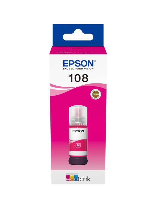 Bouteille Epson 108 magenta C13T09C34A — vue officielle 1