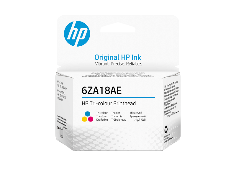 Tête HP 6ZA18AE tricolore — vue officielle 1