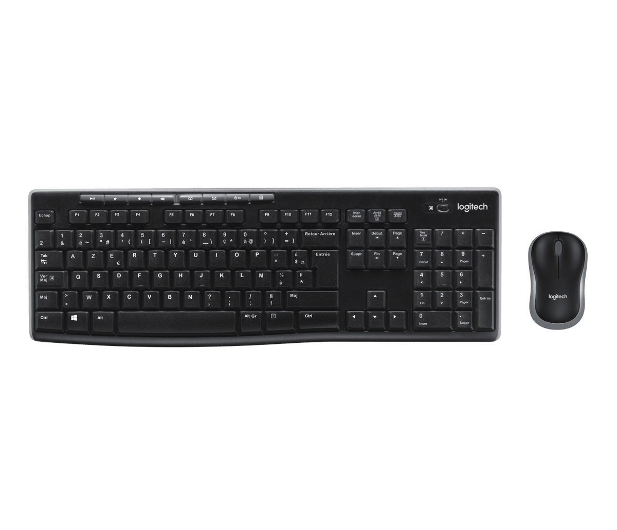 Ensemble clavier et souris sans fil MK270 - Noir - Français (AZERTY) — vue 1